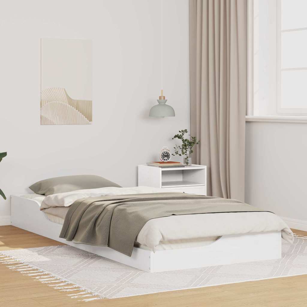Bettrahmen Weiß 100 x 220 cm Massives Kiefernholz