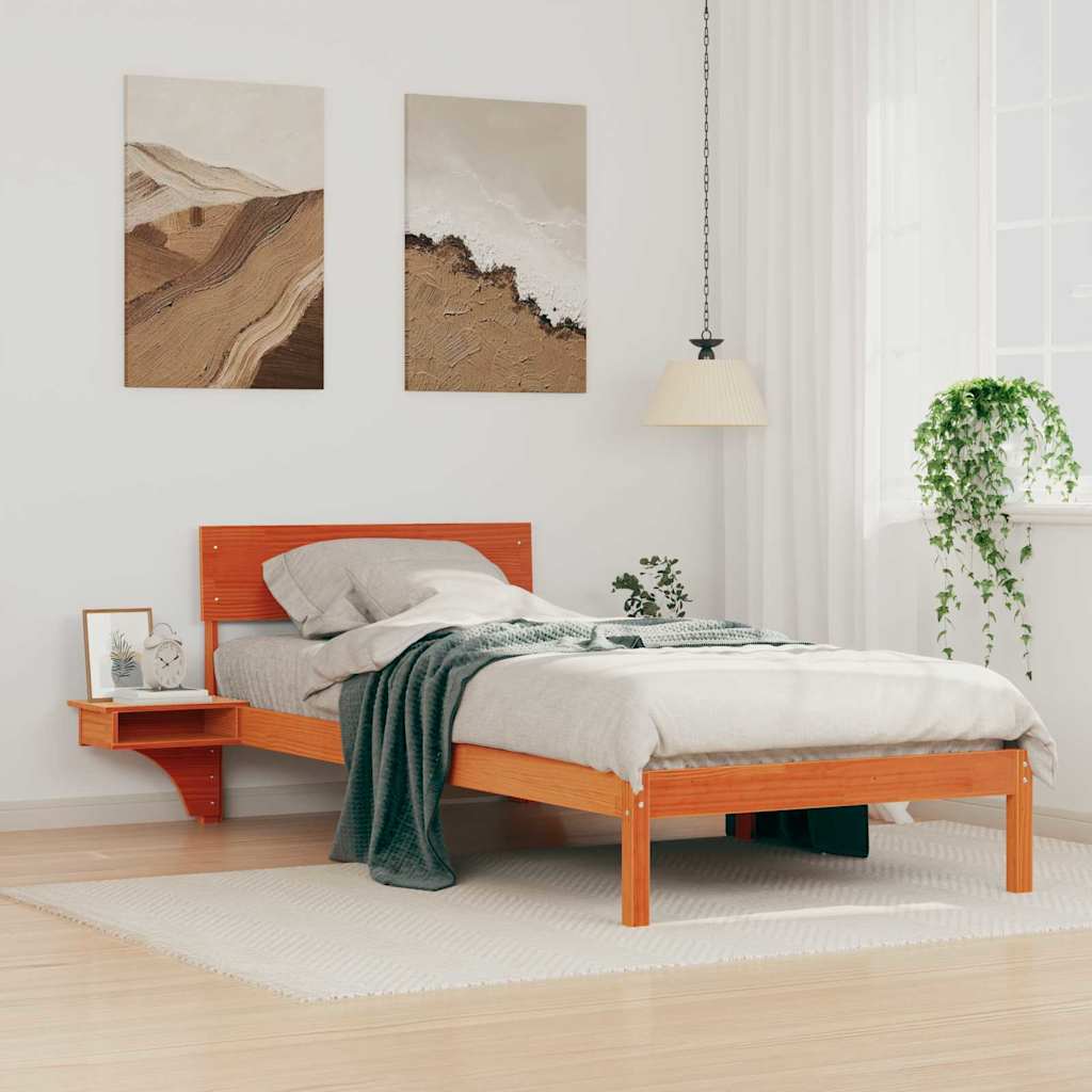 Bettrahmen Wachsbraun 90 x 200 cm Massives Kiefernholz