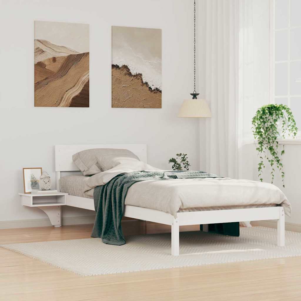 Bettrahmen mit Kopfteil Weiß 80 x 200 cm Massives Kiefernholz