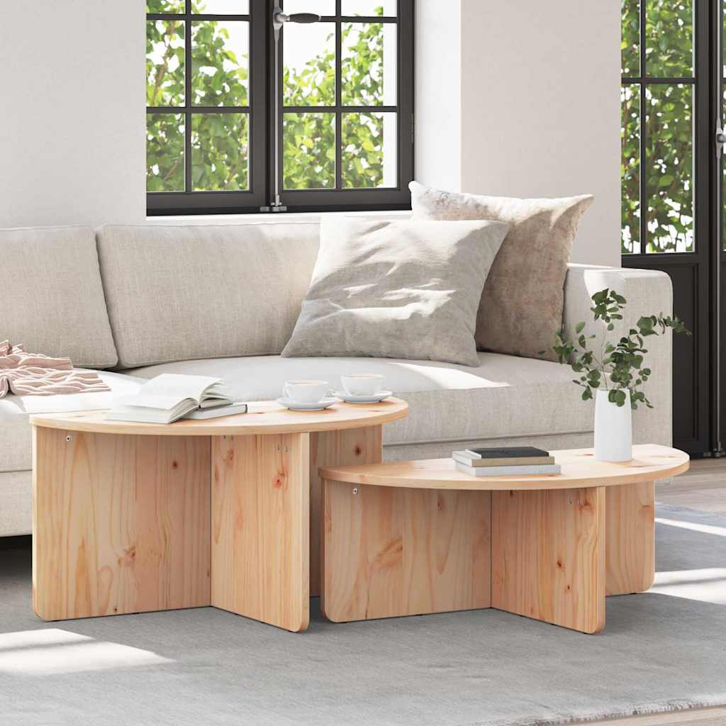 Couchtisch 2 stk. Natur 79 x 39,5 x 40 cm Massivholz Kiefer
