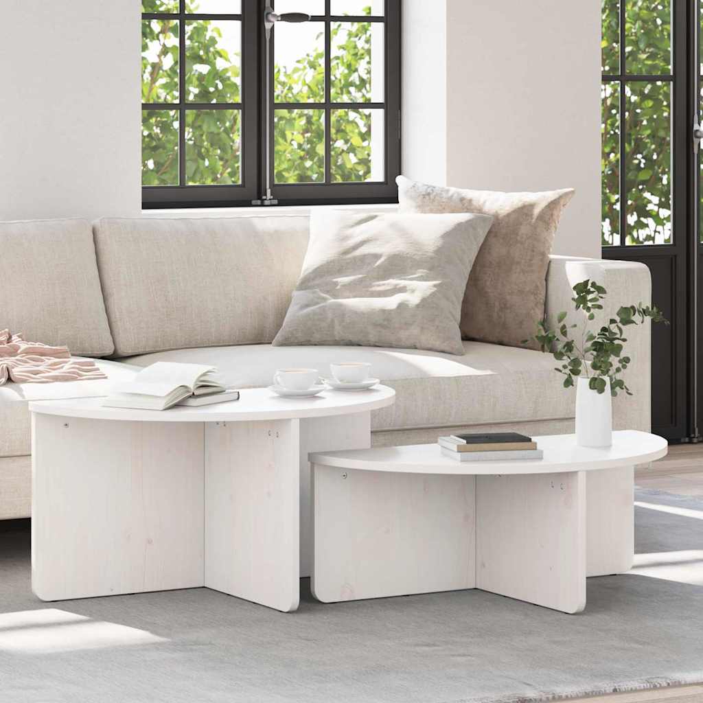 Couchtisch 2 stk. Weiß 79 x 39,5 x 40 cm Massivholz Kiefer