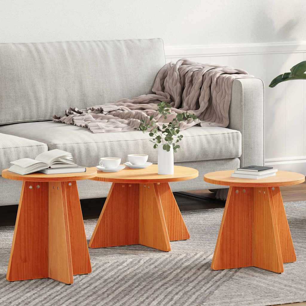 Couchtisch 3 stk. Wachsbraun 49 x 49 x 30 cm