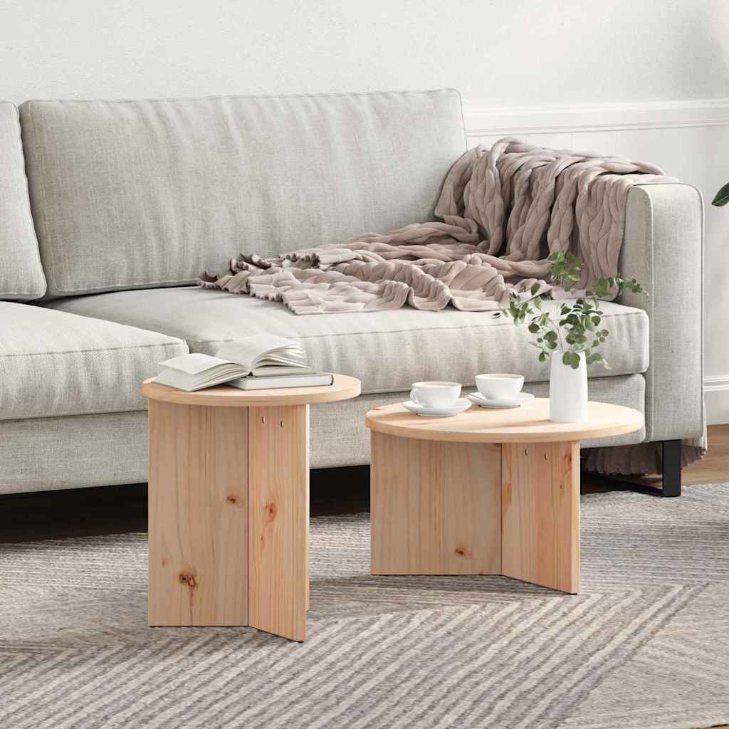 Couchtisch 2 stk. Natur 49 x 49 x 28 cm Massivholz Kiefer