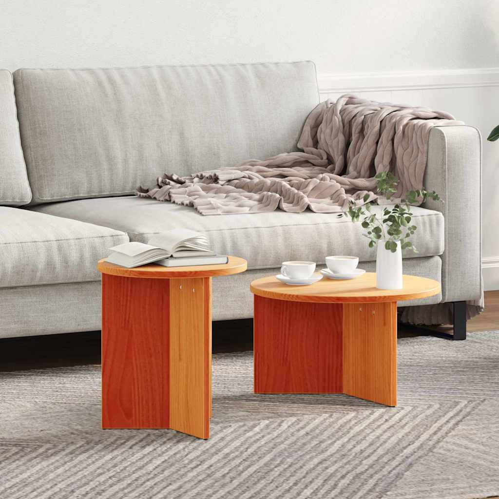 Couchtisch 2 stk. Wachsbraun 49 x 49 x 28 cm Massivholz Kiefer