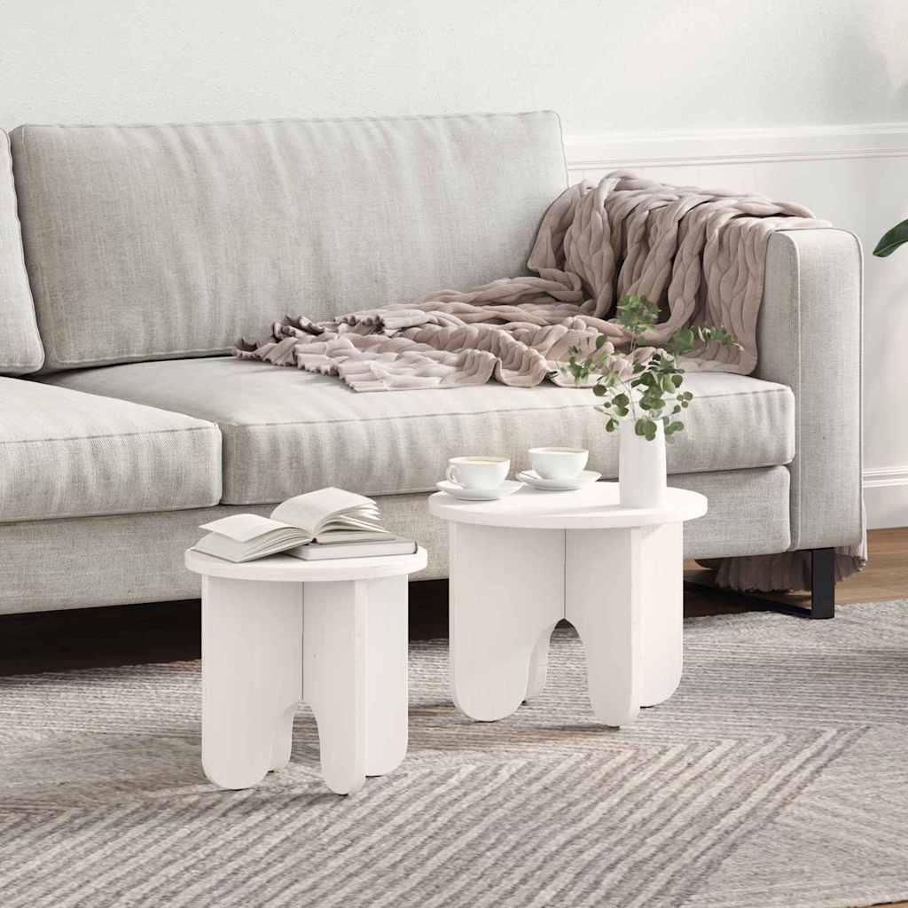 Couchtisch 2 stk. Weiß 39.5 x 39.5 x 30 cm Massivholz Kiefer