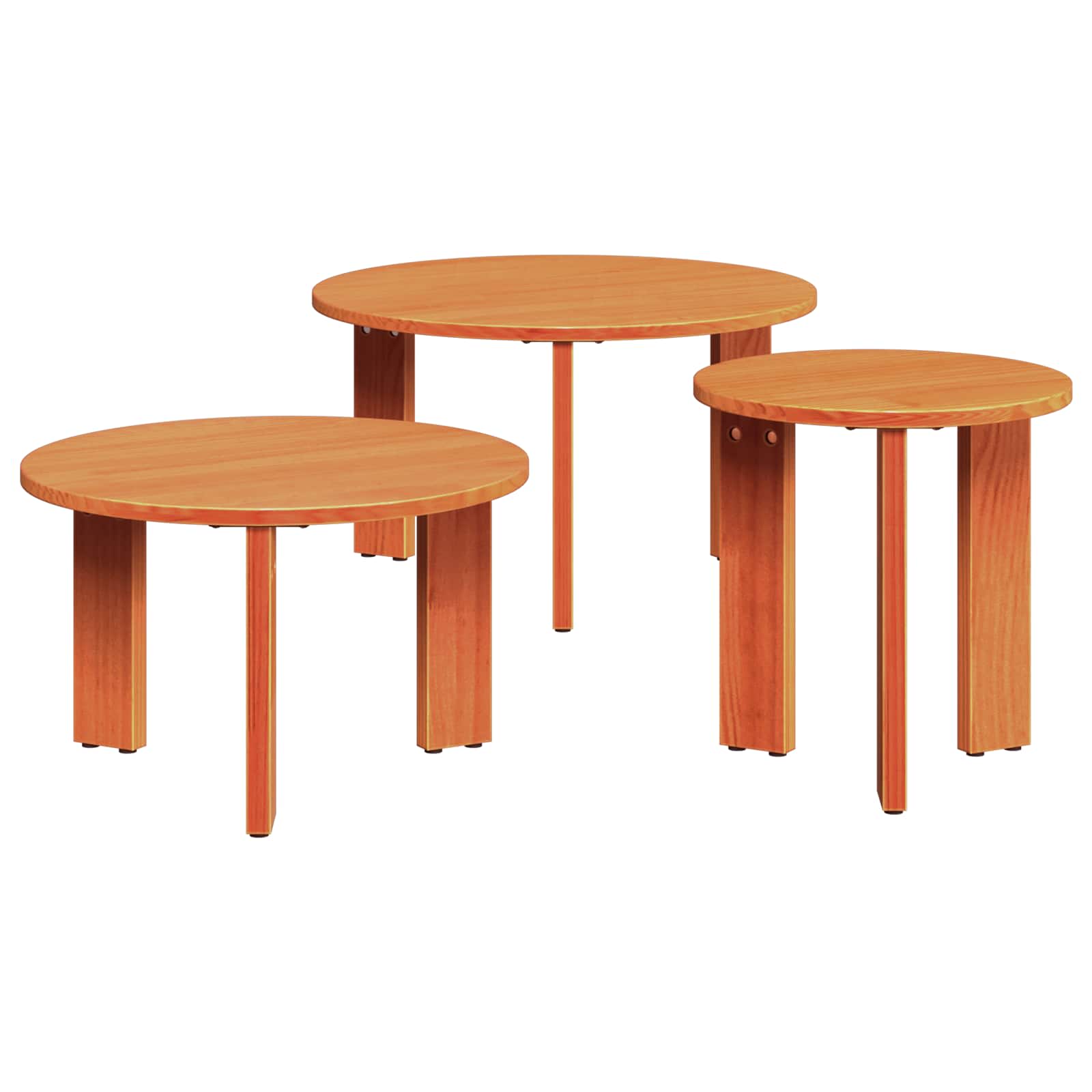 Couchtisch 3 stk. Wachsbraun 47,5 x 47,5 x 27 cm