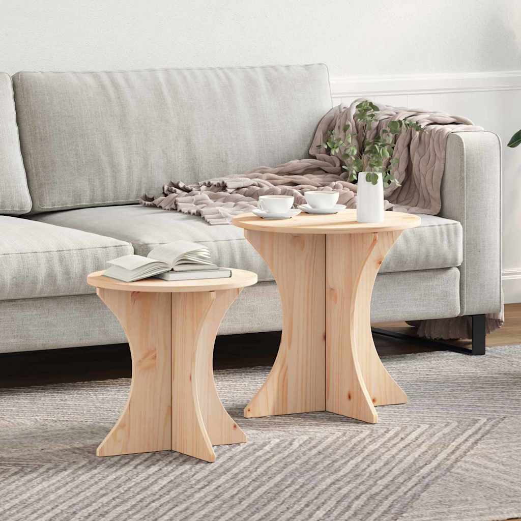 Couchtisch 2 stk. Natur 46 x 46 x 47 cm Massivholz Kiefer