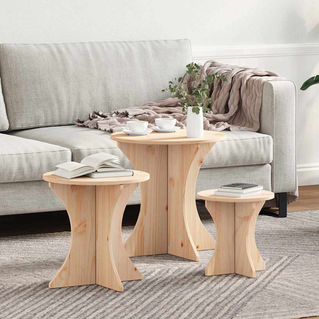 Couchtisch 3 stk. Natur 46 x 46 x 47 cm