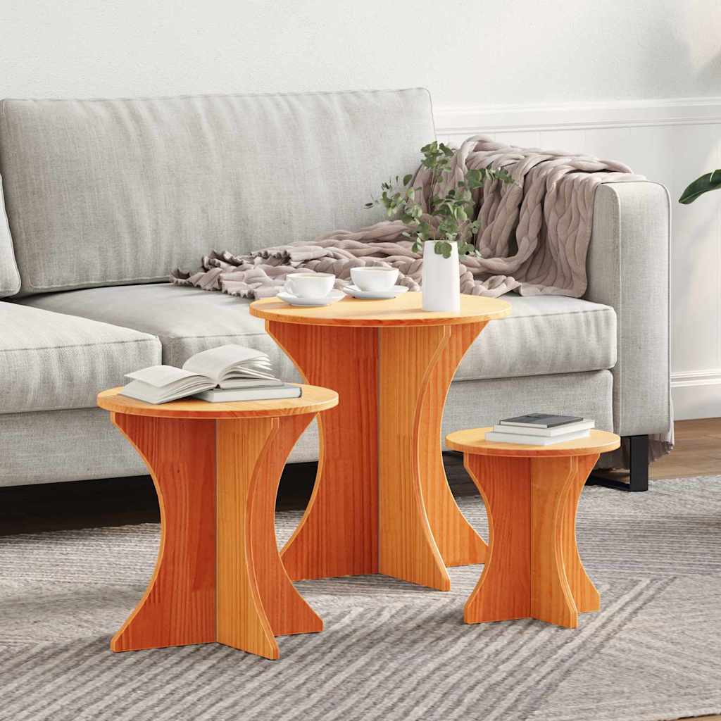 Couchtisch 3 stk. Wachsbraun 46 x 46 x 47 cm