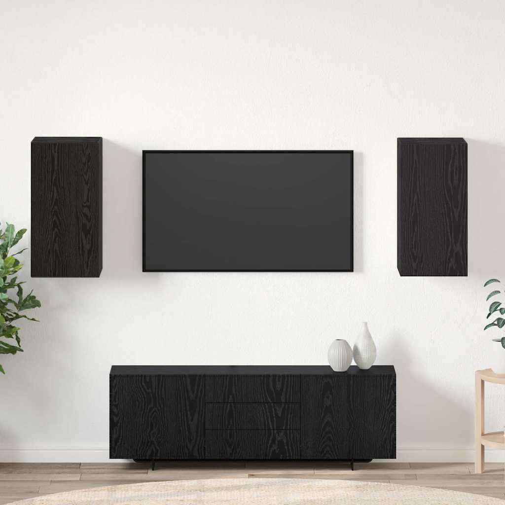 Wand-TV-Schrank 2 stk. Schwarz Eichen-Optik Holzwerkstoff