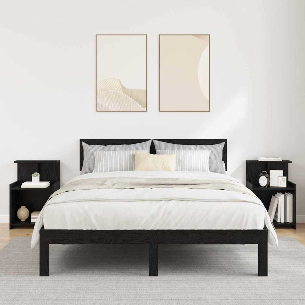 Nachttisch 2 stk. Schwarz Eichen-Optik 40 x 35 x 60 cm