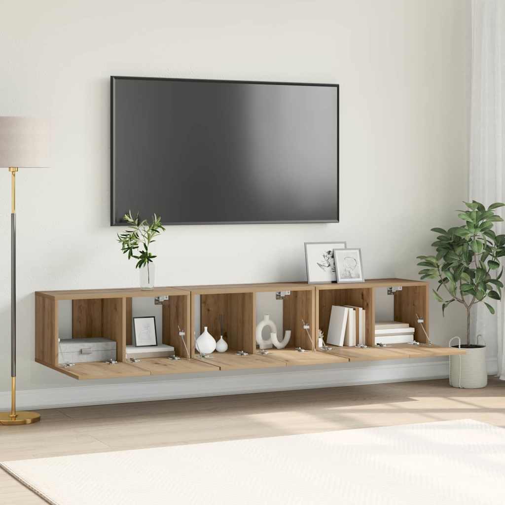 TV-Schrankset 3 stk. Braun Holzwerkstoff