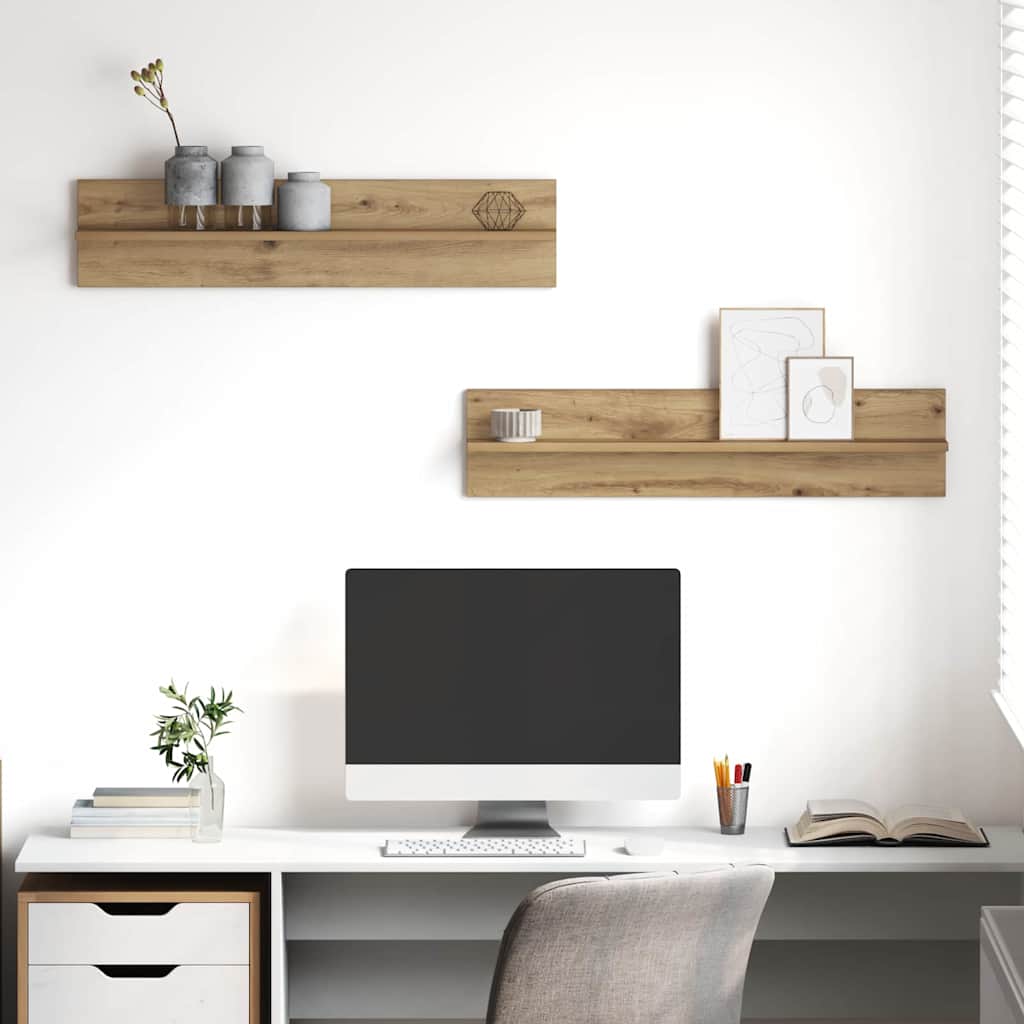 Wandregal 2 stk. Artisan-Eiche 80 x 11,5 x 18 cm Holzwerkstoff