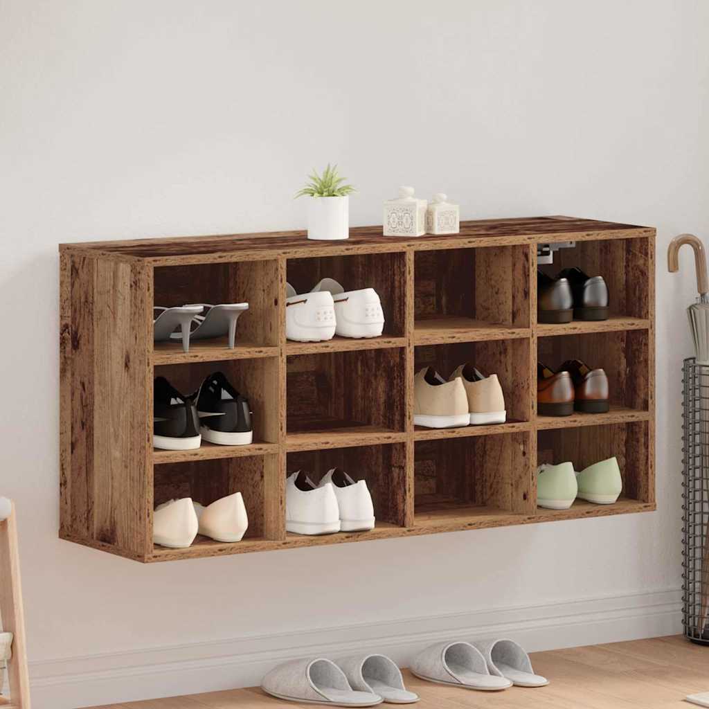 Schuhschrank 103 x 30 x 51 cm Holzwerkstoff Altholz