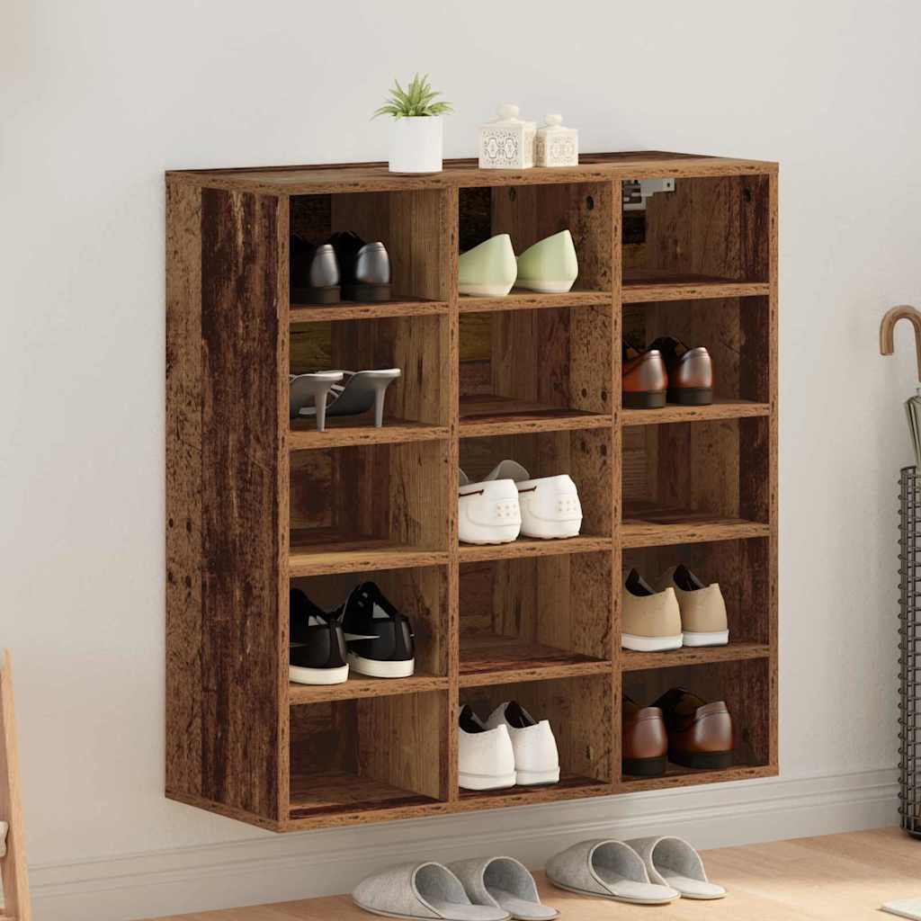 Schuhschrank 77,5 x 30 x 83,5 cm Holzwerkstoff Altholz