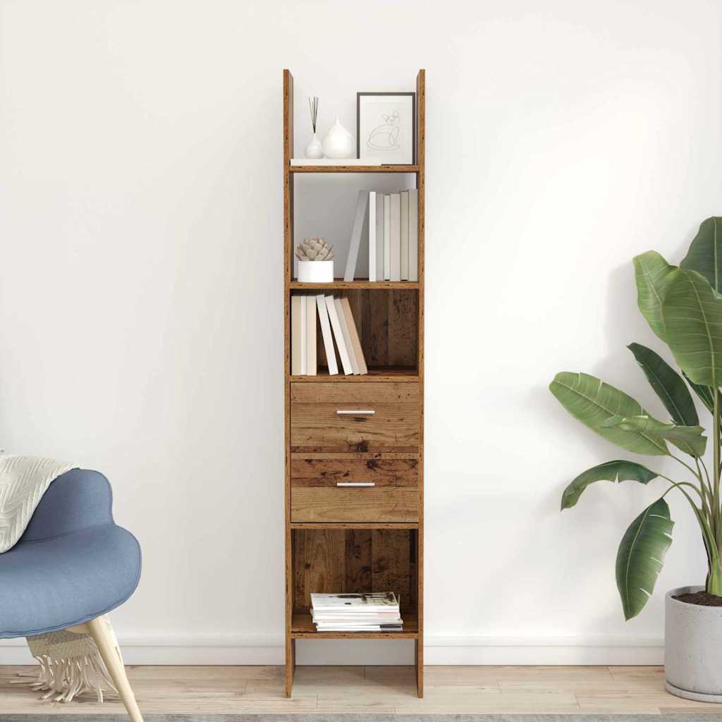 Bücherregal 2 Ebenen 40 x 35 x 180 cm Holzwerkstoff Altholz
