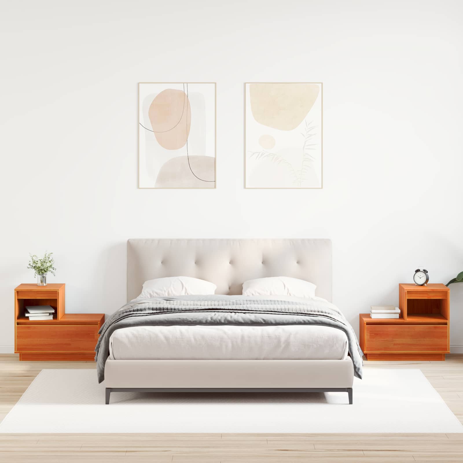 Nachttisch 2 stk. Wachsbraun 60 x 34 x 51 cm Holzwerkstoff