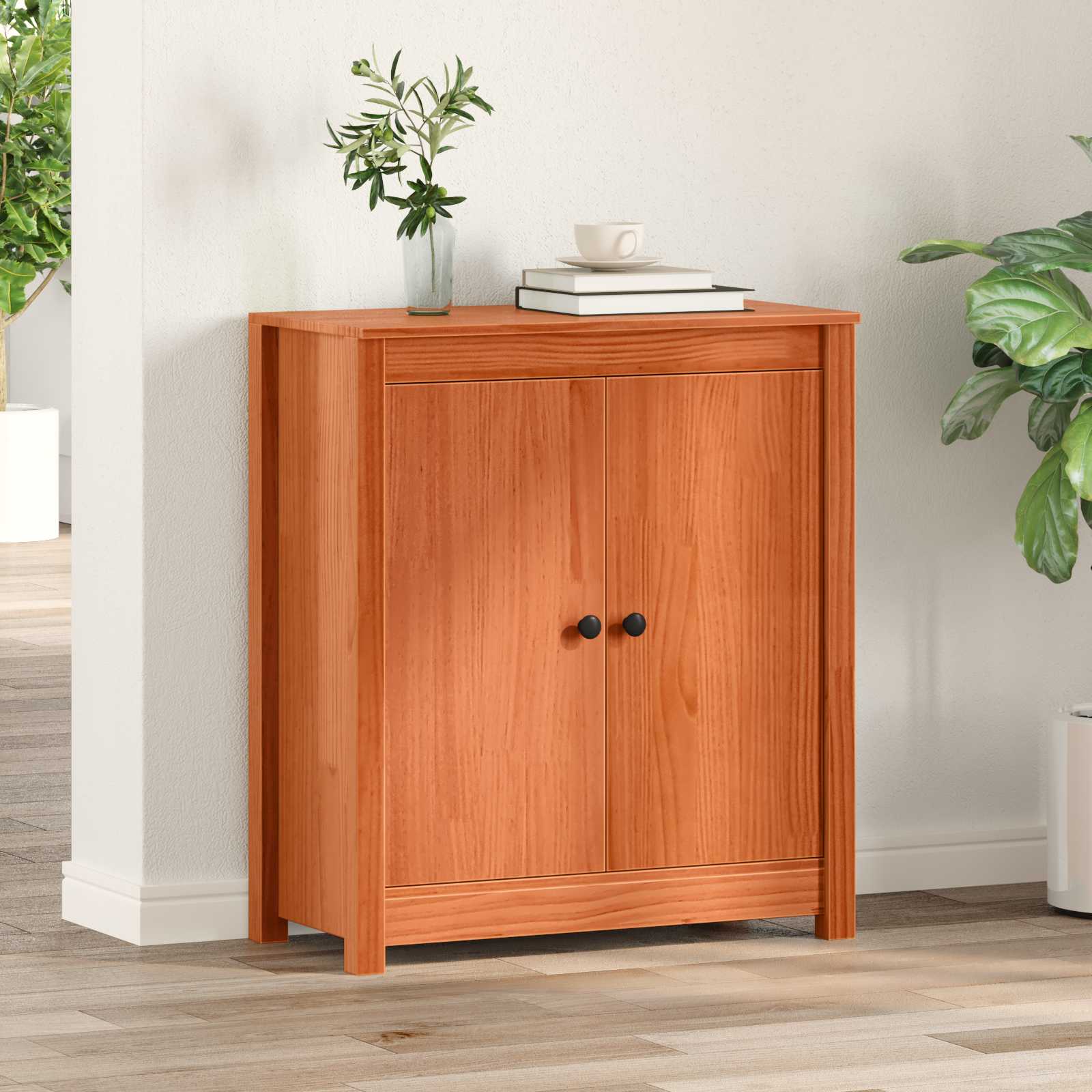 Sideboard Wachsbraun 70 x 35 x 80 cm Massives Kiefernholz