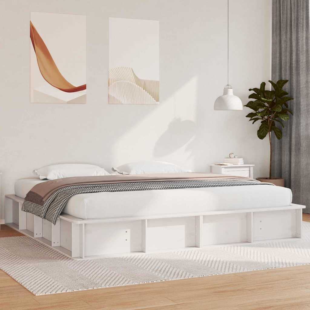 Bettrahmen Weiß 180 x 200 cm Massives Kiefernholz