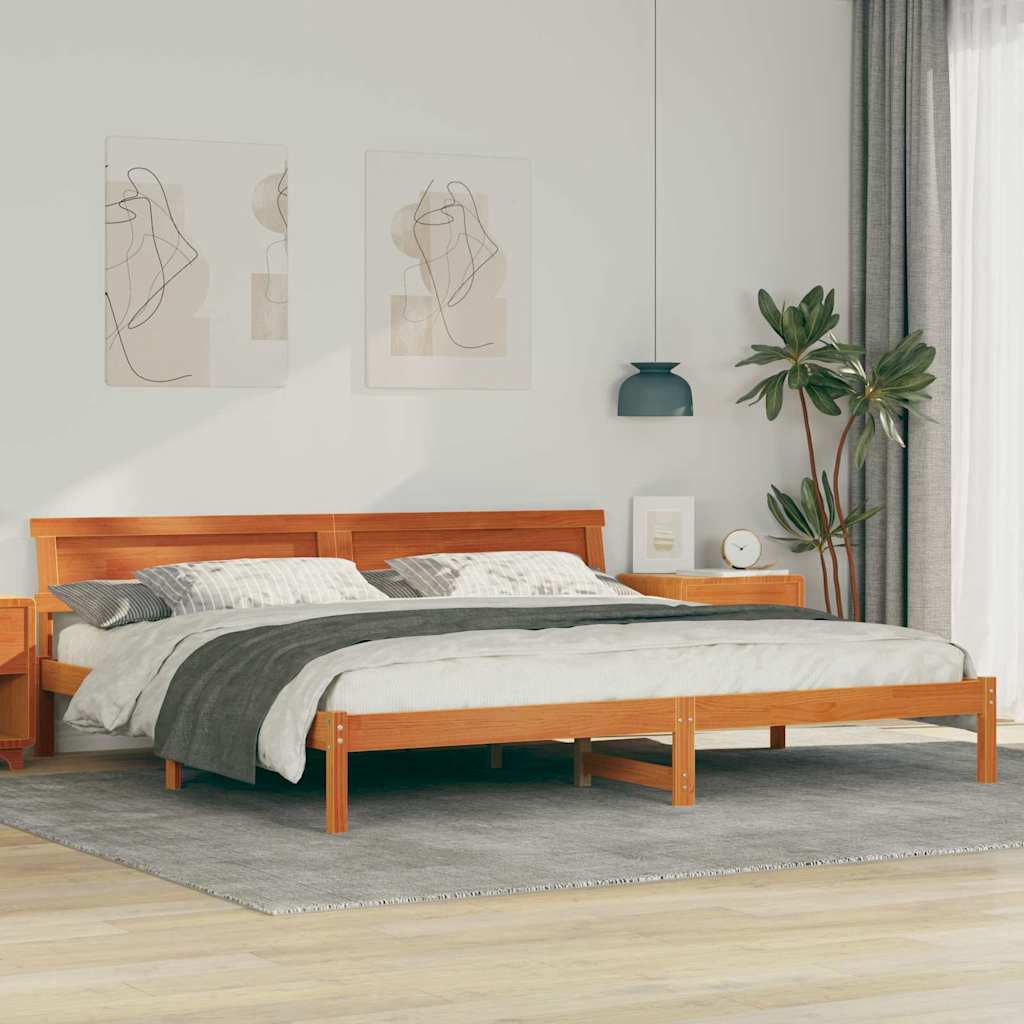 Bettrahmen Wachsbraun 200 x 200 cm Massives Kiefernholz