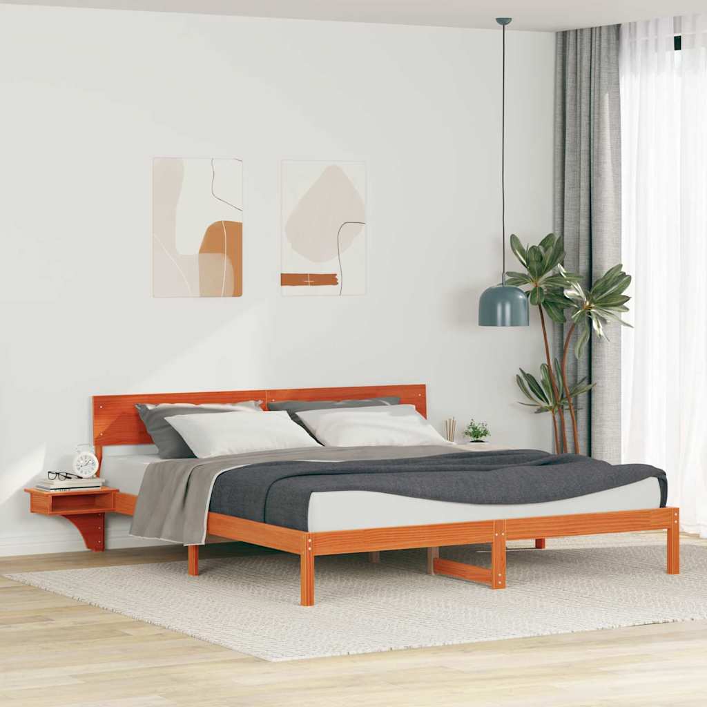 Bettrahmen Wachsbraun 200 x 200 cm Massives Kiefernholz