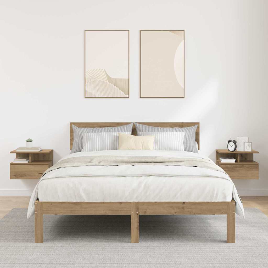 Schwebender Nachttisch 2 stk. Artisan-Eiche 40 x 31 x 28 cm