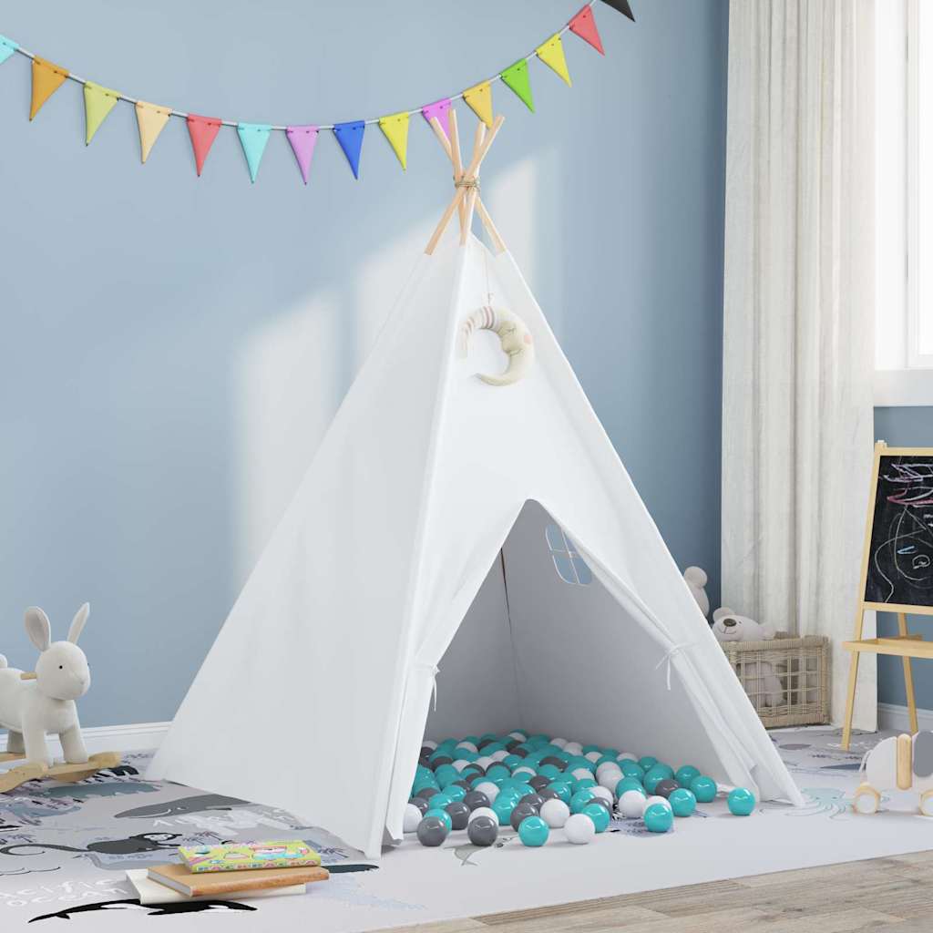 Teepee Zelt Weiß 120 x 120 x 150 cm Stoff und Plastik
