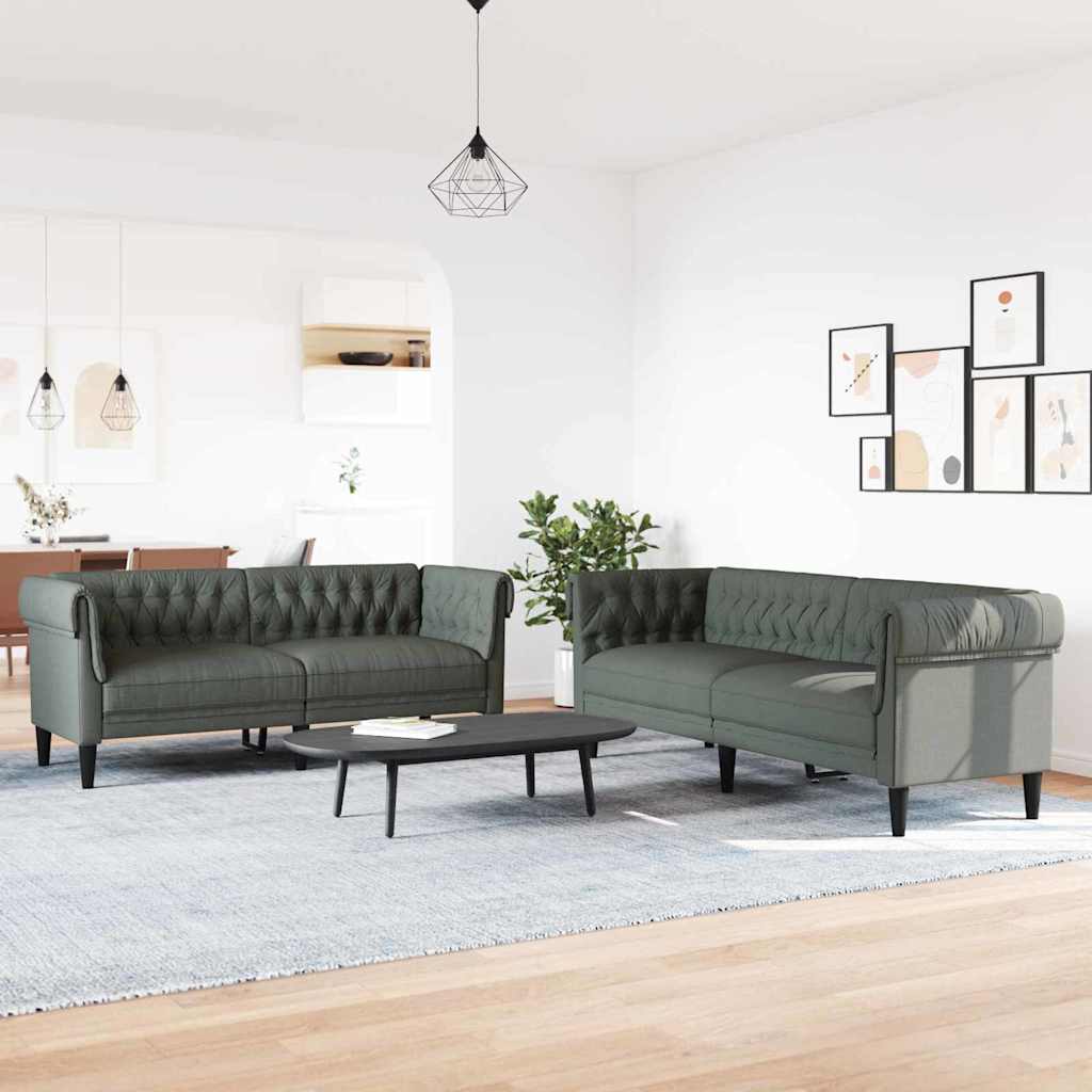 Wohnzimmer Couch 2 stk. Dunkelgrau Stoff