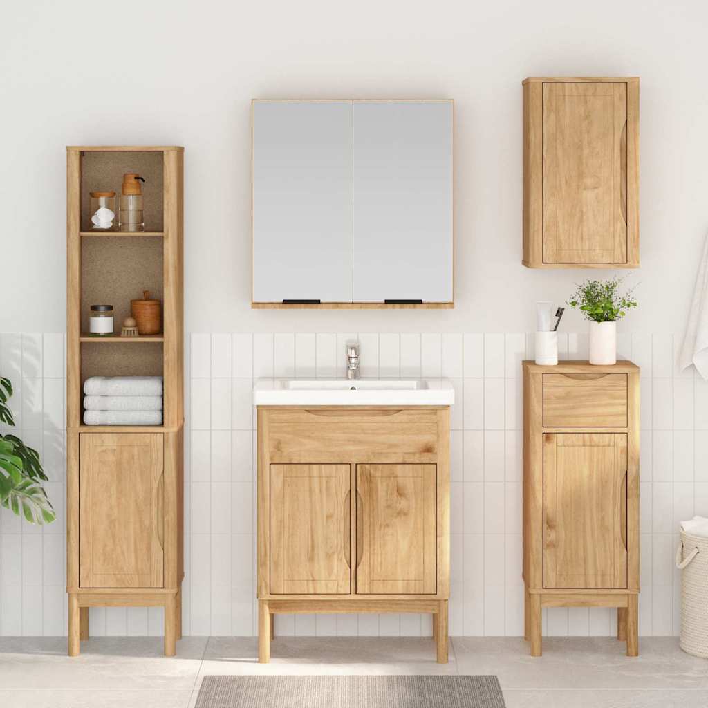 Bad hoher Schrank FLORO Wachsbraun 35 x 30 x 160 cm