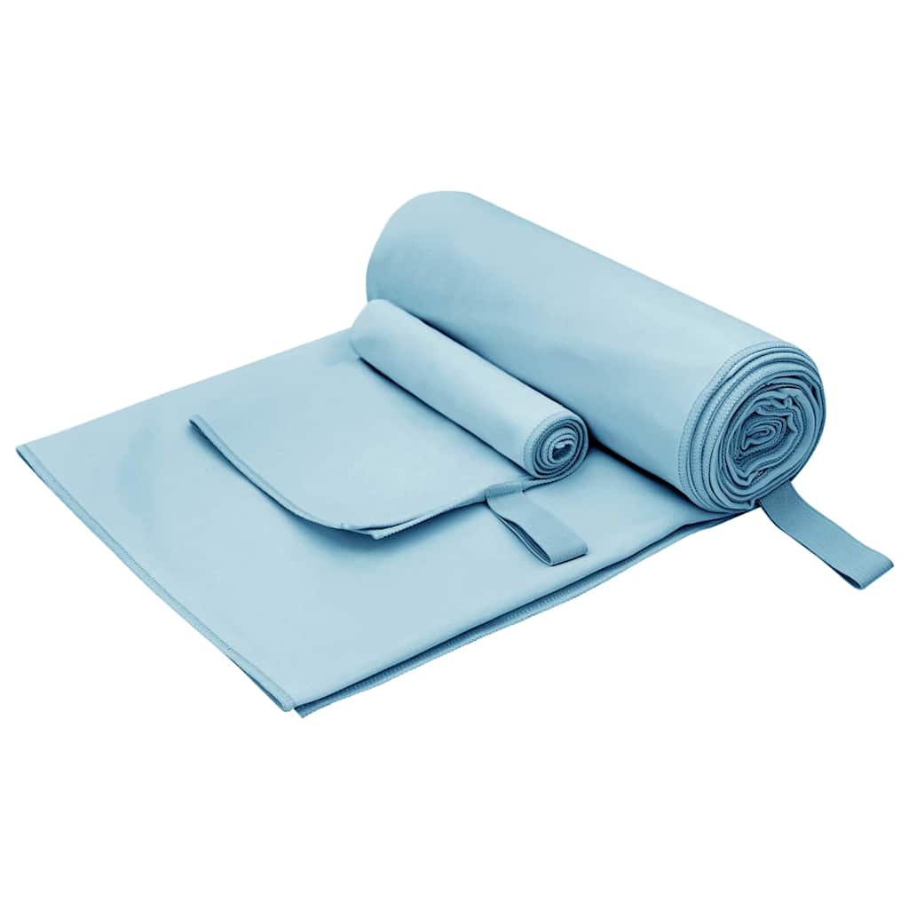 Sporthandtuch Set 2 Stk. Blau 50 x 30 cm, 200 x 100 cm