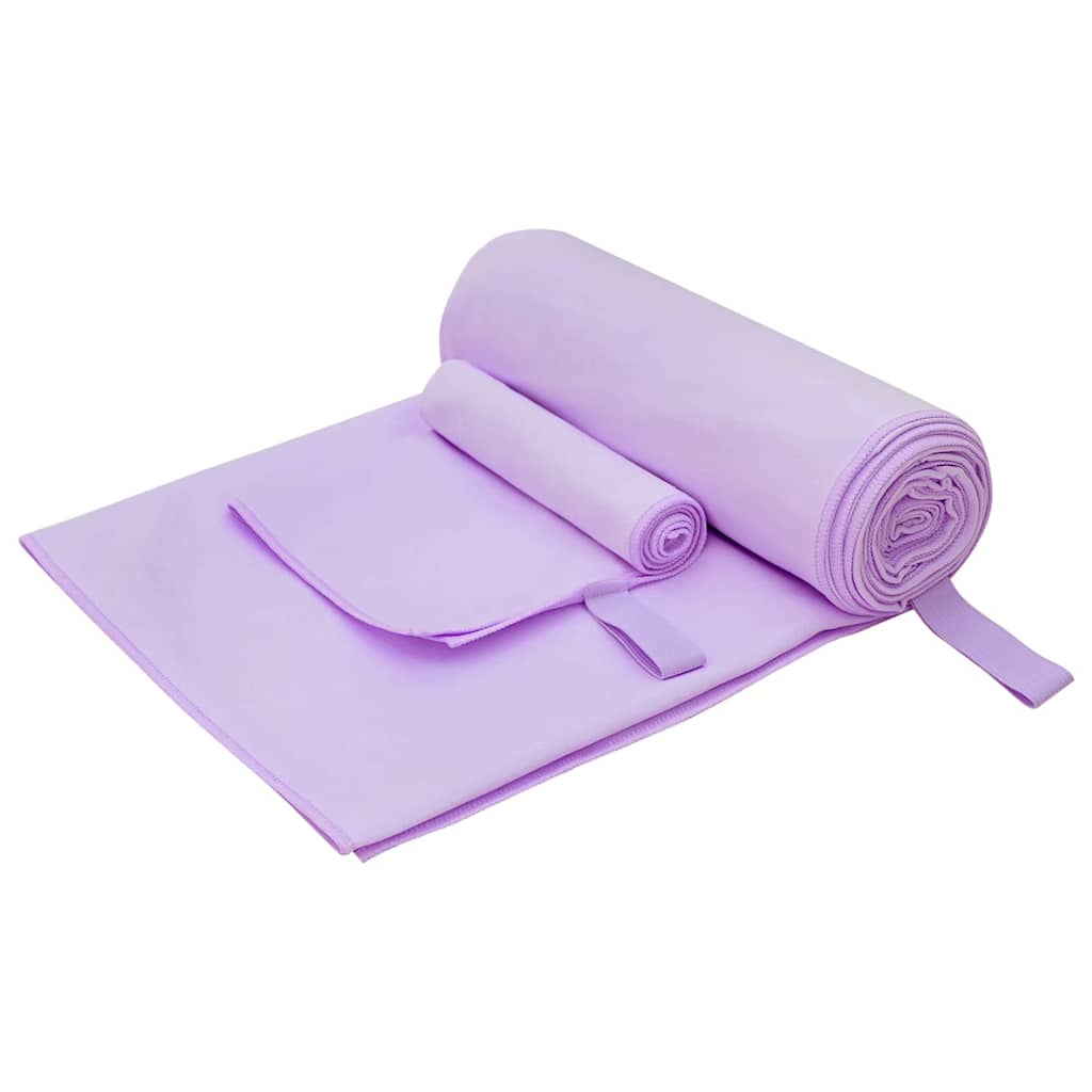 Sporthandtuch Set 2 Stk. Lila 50 x 30 cm, 200 x 100 cm