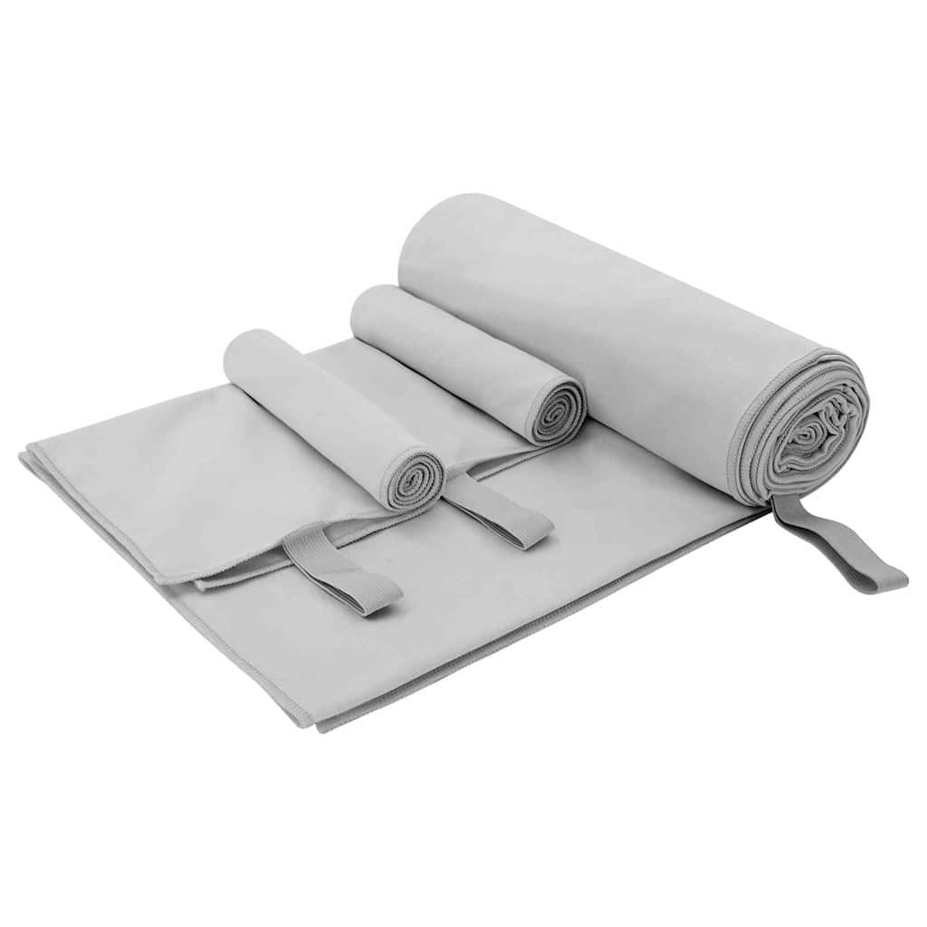 Sporthandtuch Set 3 Stk. Grau 210 x 100 cm