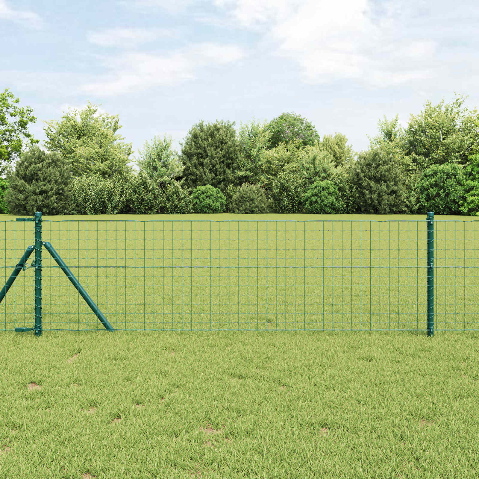 Zaunpfosten 12 Stk. Grün 60 cm Pulverbeschichteter Stahl