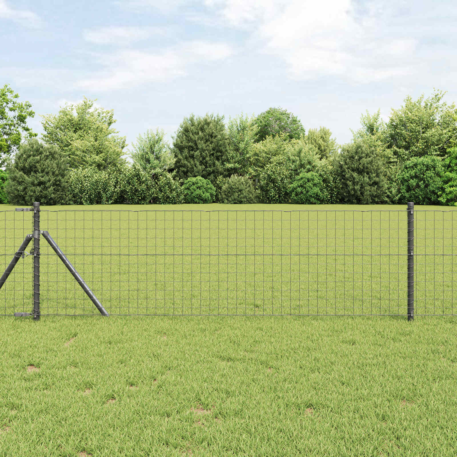 Zaunpfosten 12 Stk. Grau 50 cm Pulverbeschichteter Stahl