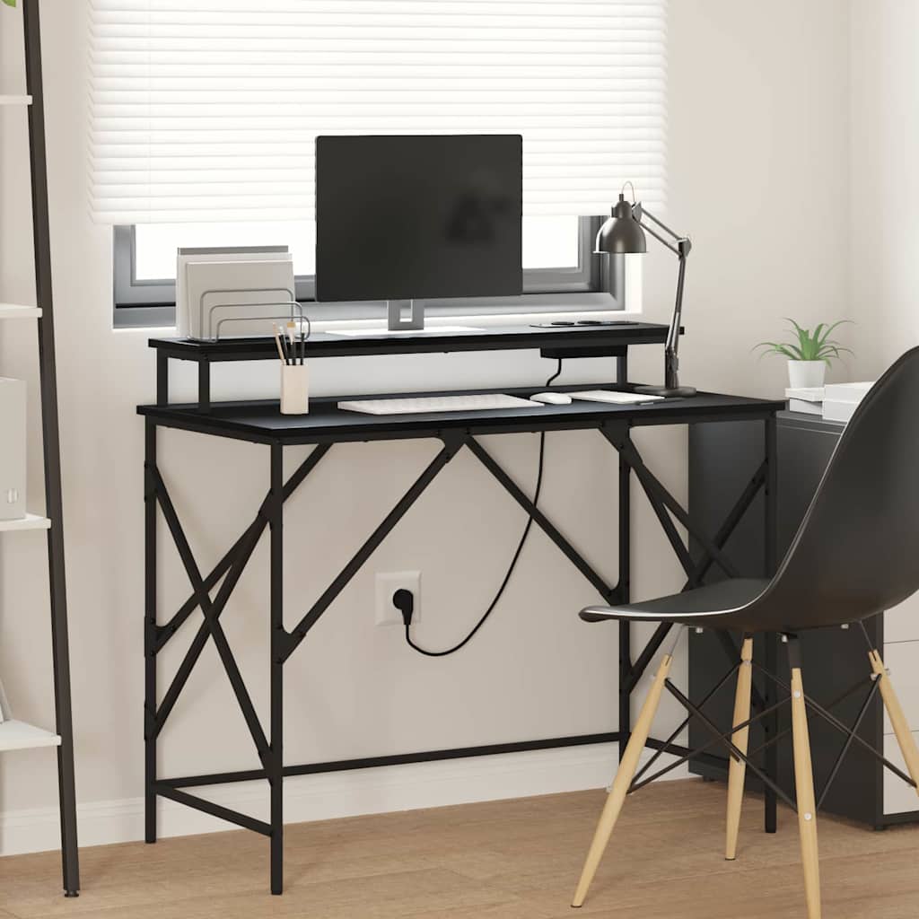 Schreibtisch Schwarz Eichen-Optik 100 x 50 x 86,5 cm