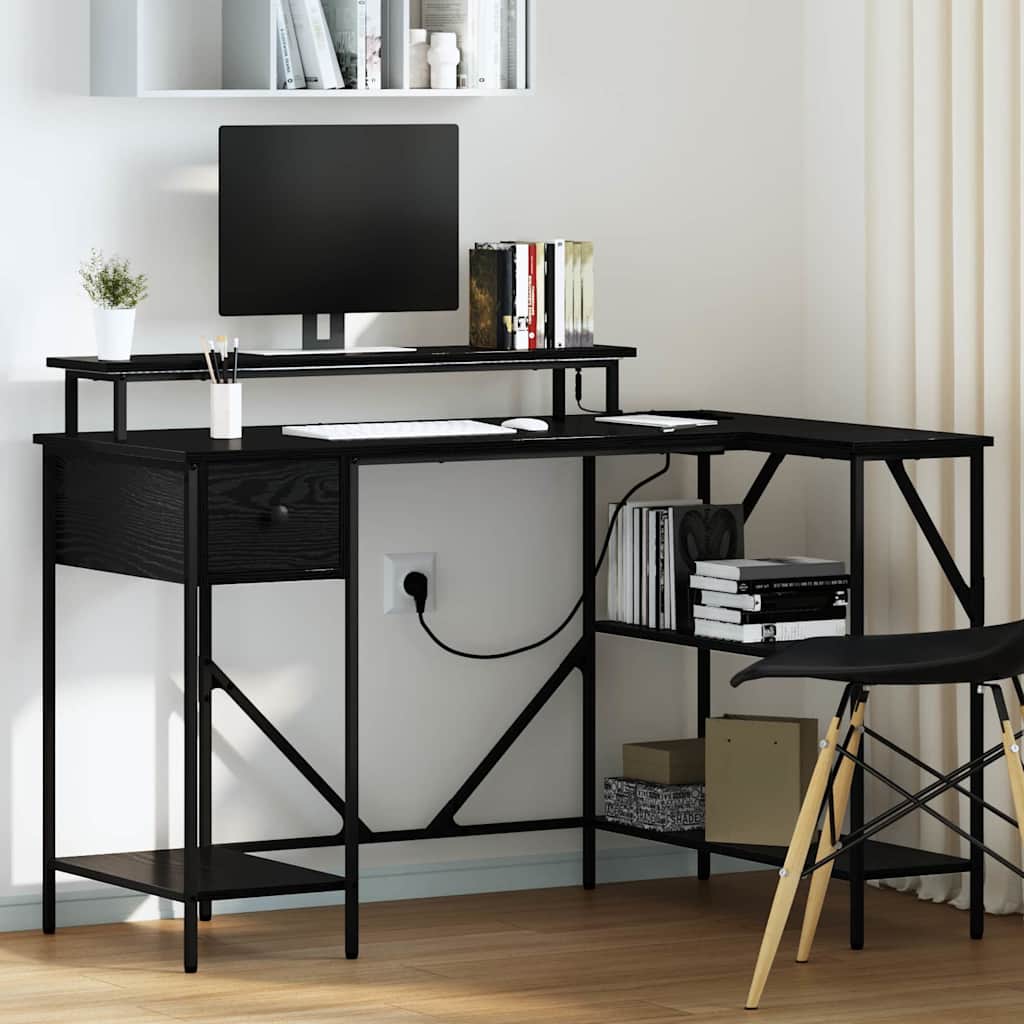 Schreibtisch Schwarz Eichen-Optik 120 x 79 x 86,5 cm