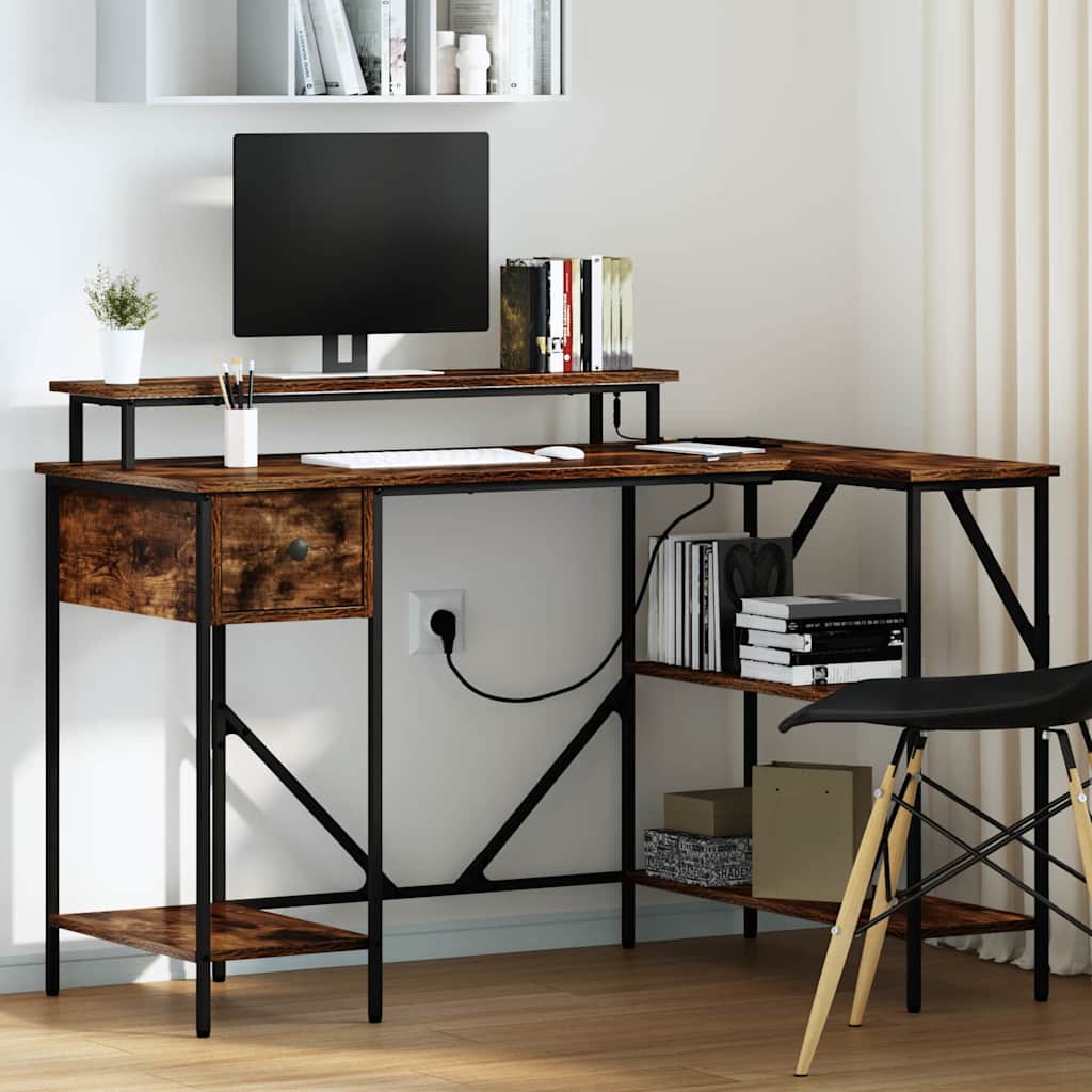 Schreibtisch Räuchereiche 120 x 79 x 86,5 cm Holzwerkstoff