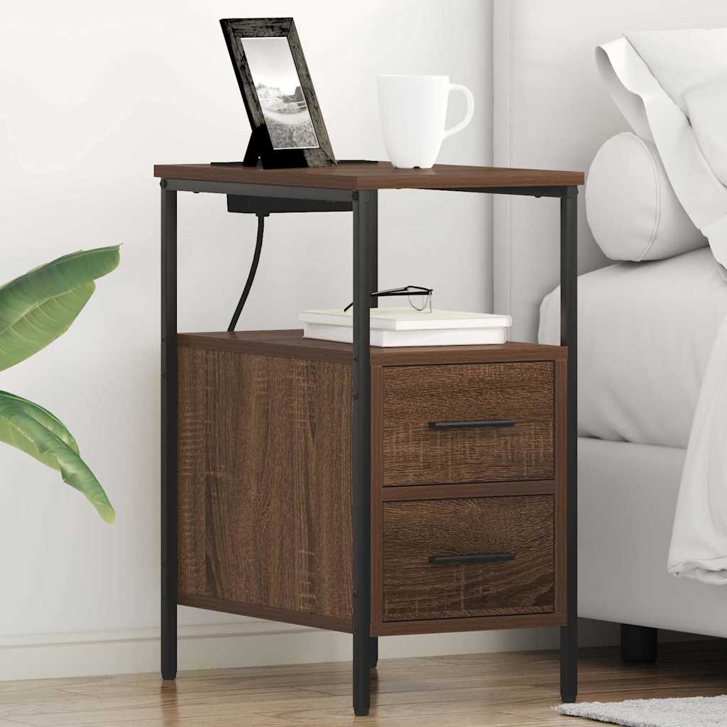 Nachttisch 2 Stk. Braun Eichen-Optik 30 x 48 x 61 cm