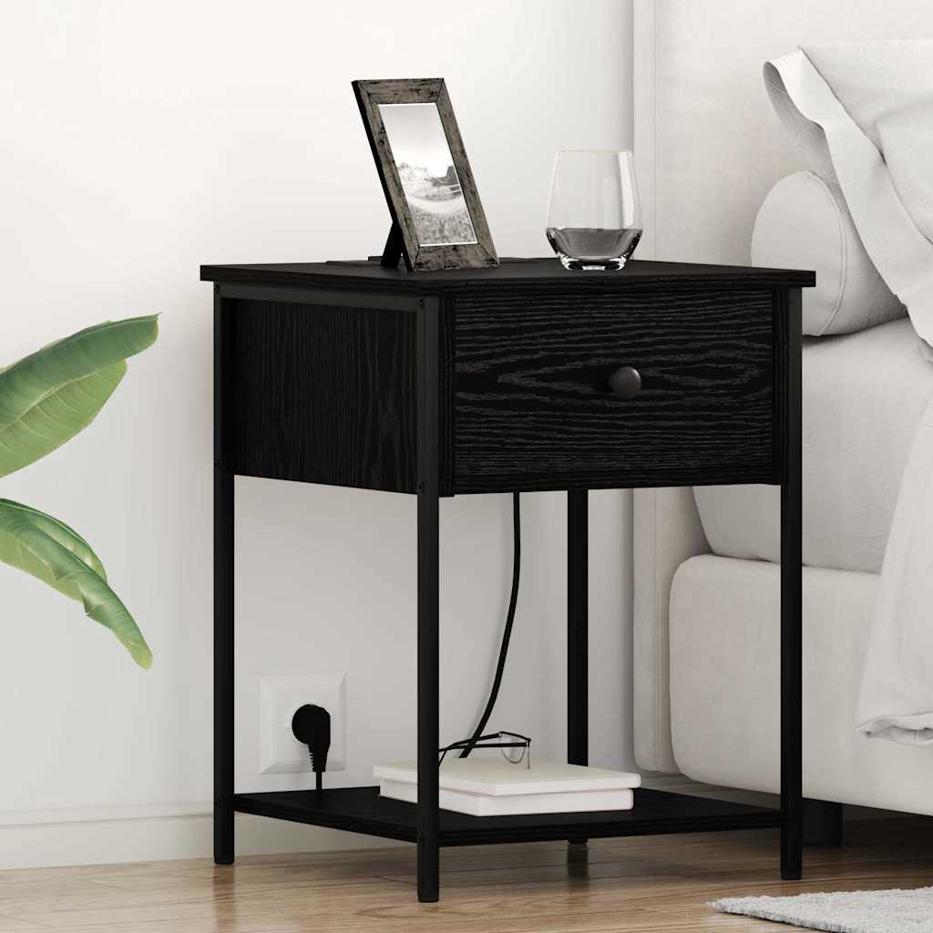 Nachttisch 2 Stk. Schwarz Eichen-Optik 42 x 41 x 56 cm