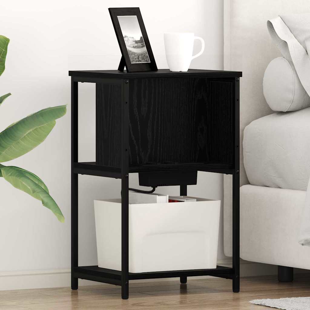 Nachttisch 2 Stk. Schwarz Eichen-Optik 38 x 31 x 61 cm