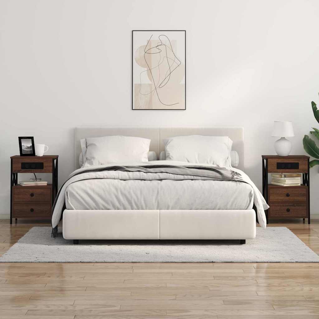 Nachttisch 2 stk. Braun Eichen-Optik 40 x 31 x 60 cm
