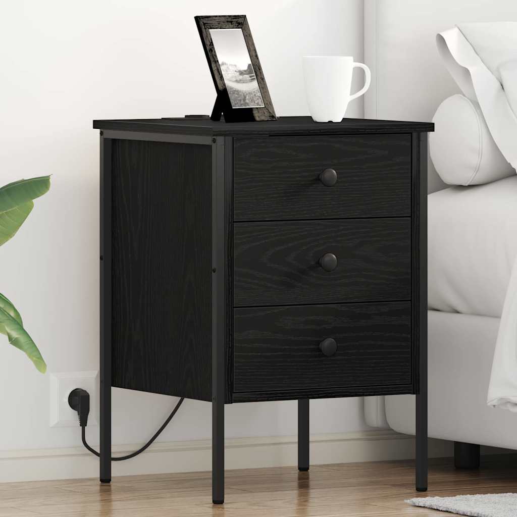 Nachttisch 2 Stk. Schwarz Eichen-Optik 42 x 41 x 61 cm