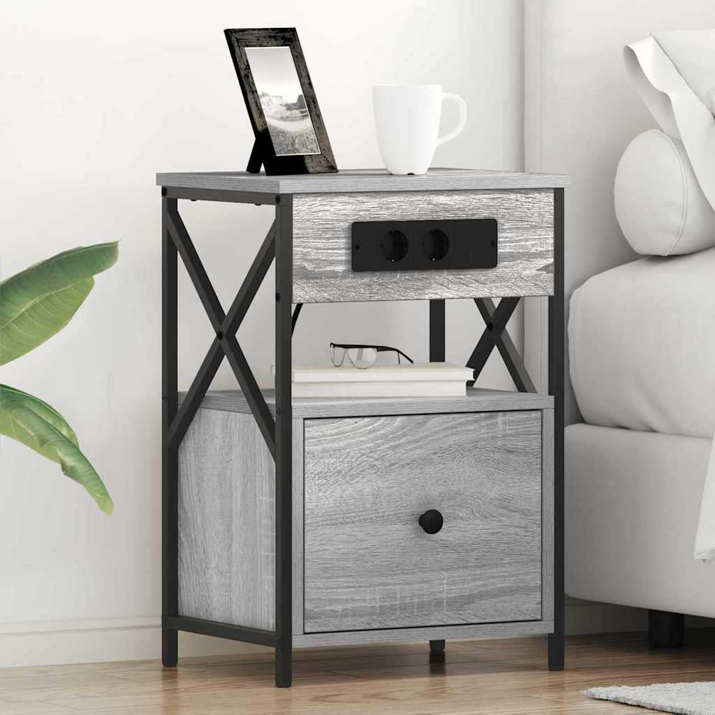 Nachttisch 2 stk. Graues Sonoma 40 x 31 x 60 cm Holzwerkstoff