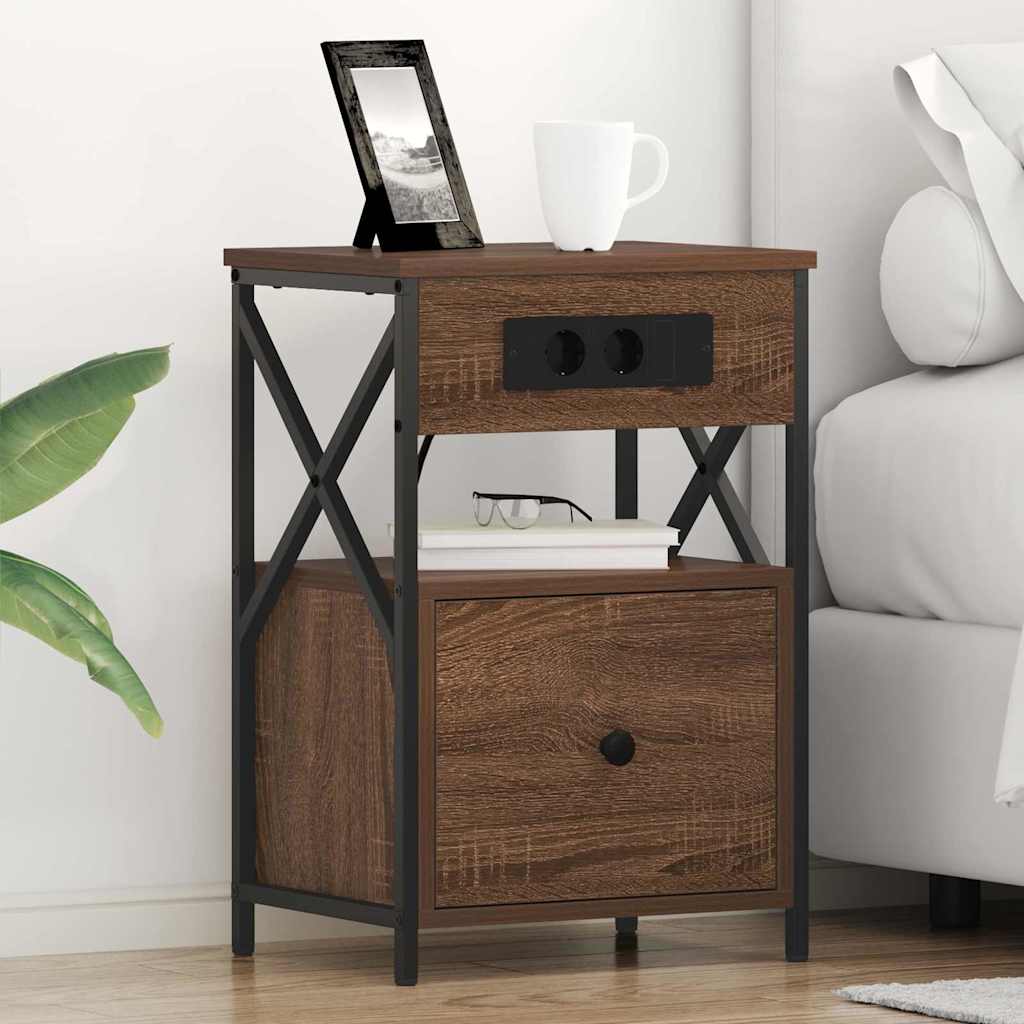 Nachttisch 2 stk. Braun Eichen-Optik 40 x 31 x 60 cm