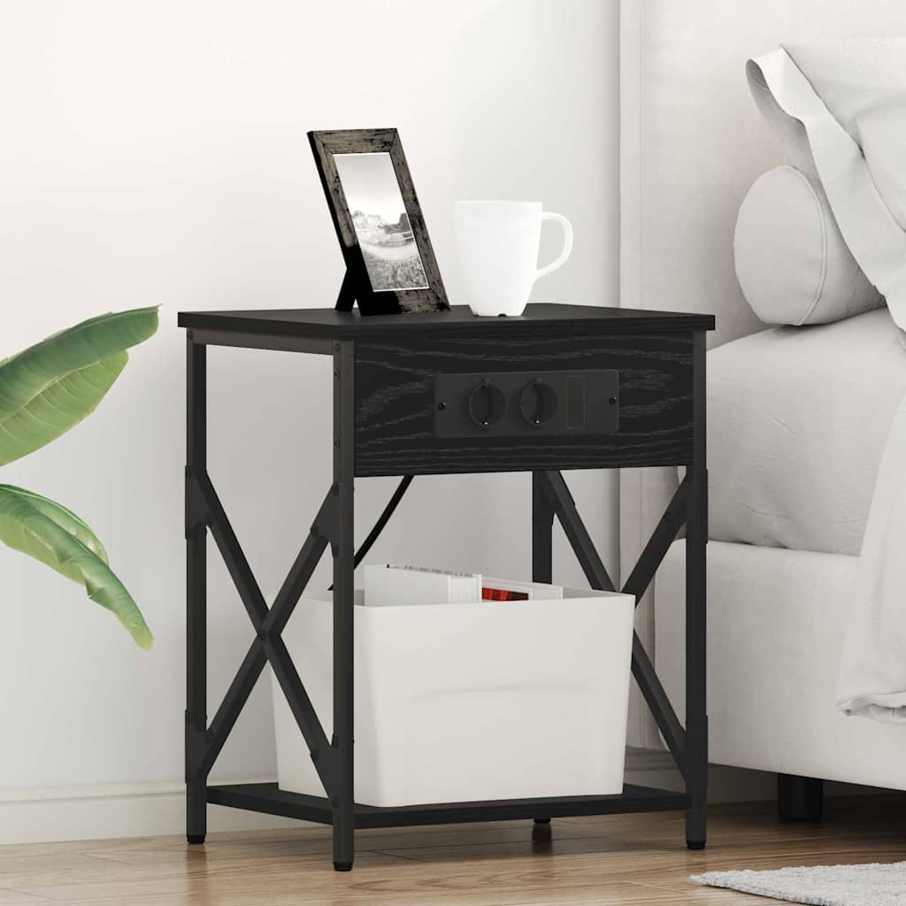 Nachttisch 2 Stk. Schwarz Eichen-Optik 41 x 31 x 51 cm
