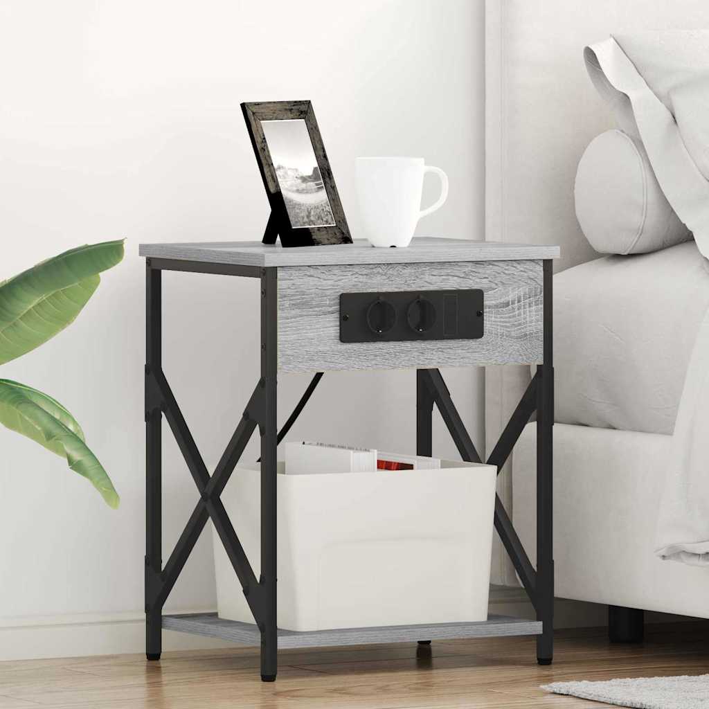 Nachttisch 2 Stk. Sonoma-Grau 41 x 31 x 51 cm Holzwerkstoff