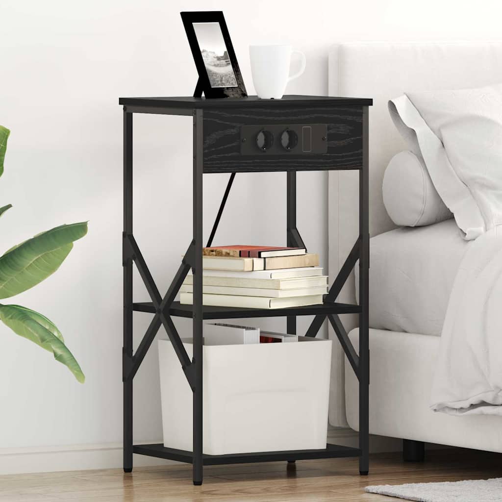Nachttisch 2 stk. Schwarz Eichen-Optik 41 x 31 x 76 cm