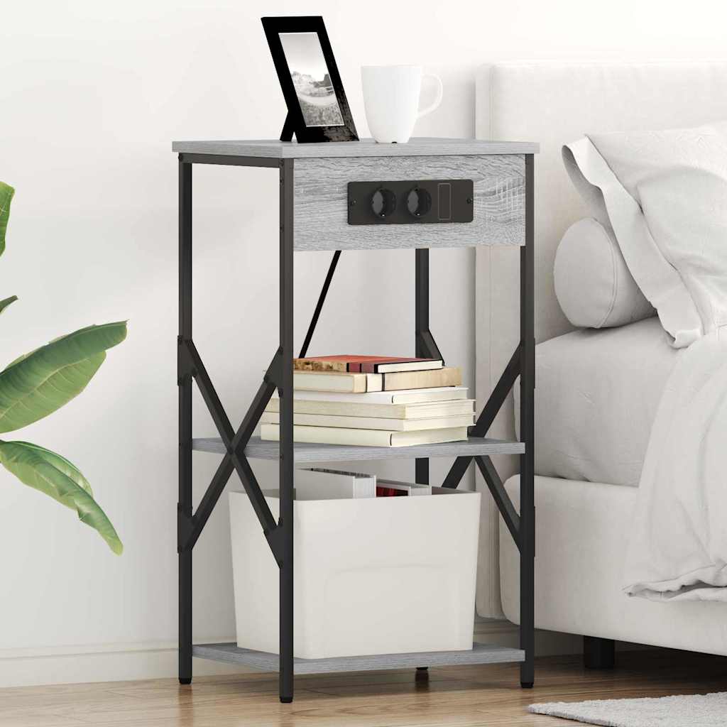 Nachttisch 2 stk. Graues Sonoma 41 x 31 x 76 cm Holzwerkstoff