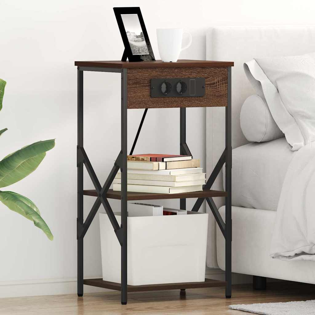 Nachttisch mit Regal 2 stk. Braun Eichen-Optik 41 x 31 x 76 cm