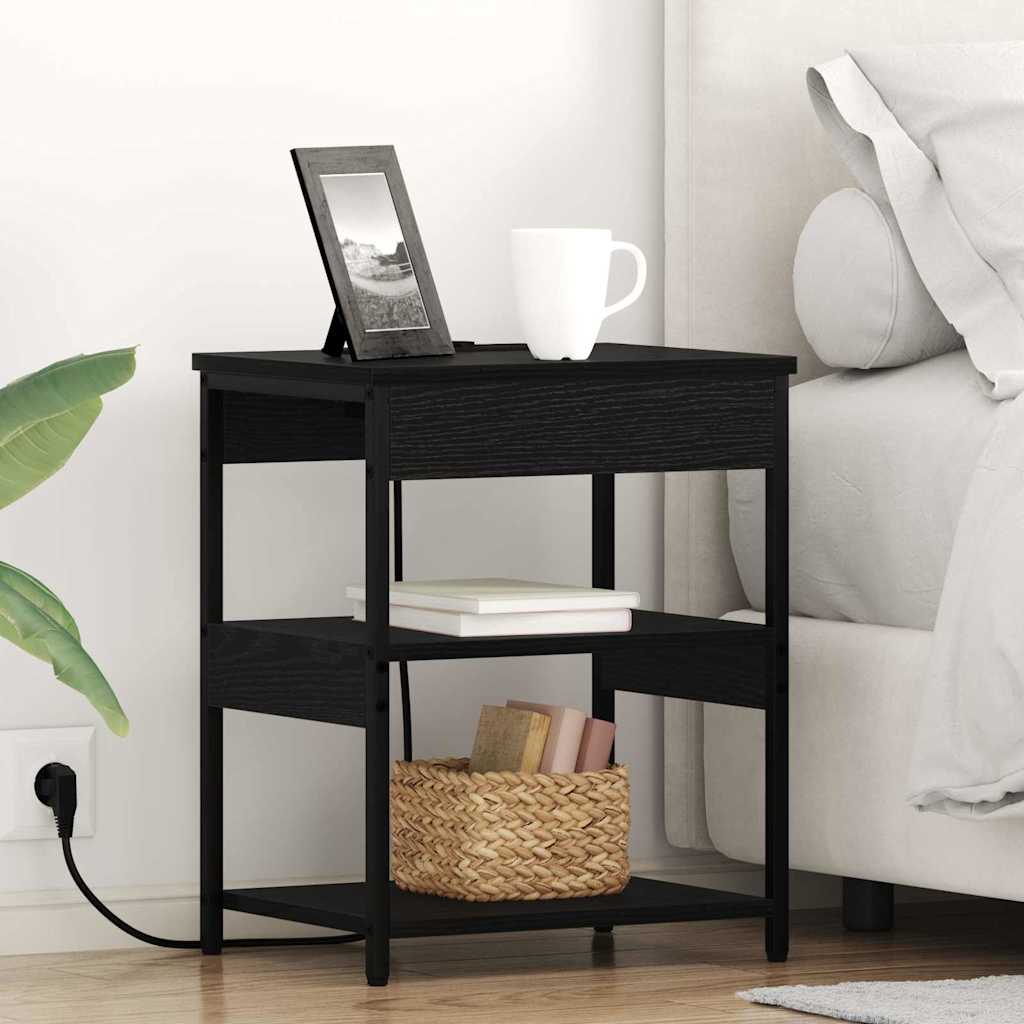 Nachttisch 2 Stk. Schwarz Eichen-Optik 41 x 31 x 51 cm